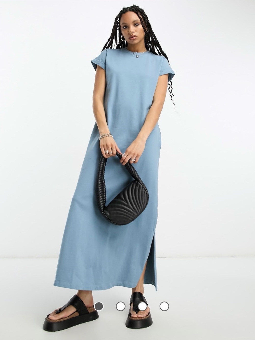 AllSaints Anna Blue Slate Maxi T-Shirt Dress Minimalist Casual US 4